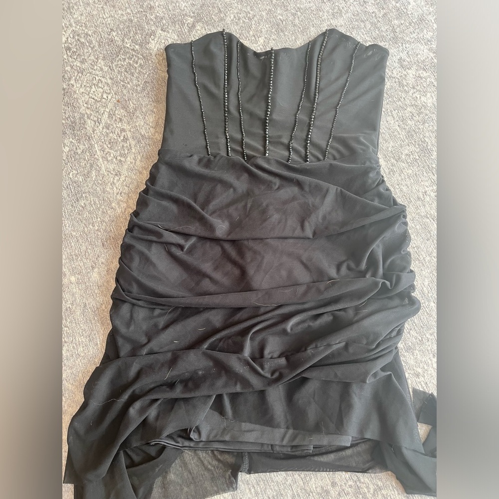 Black strapless corset dress